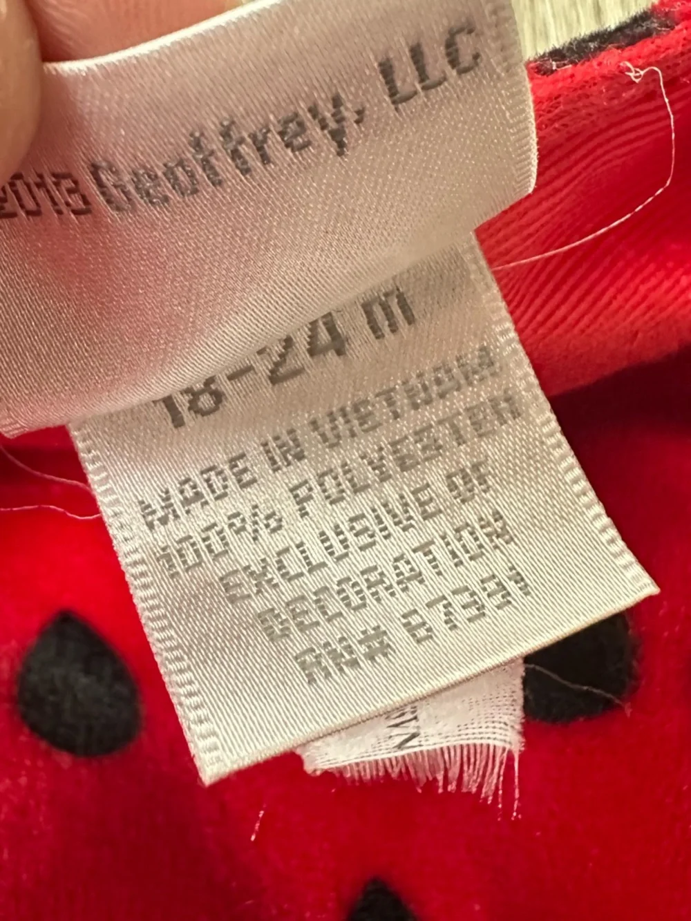 Koala Kids Vtg Strawberry Costume - Red with Black Seeds embroidered leaf